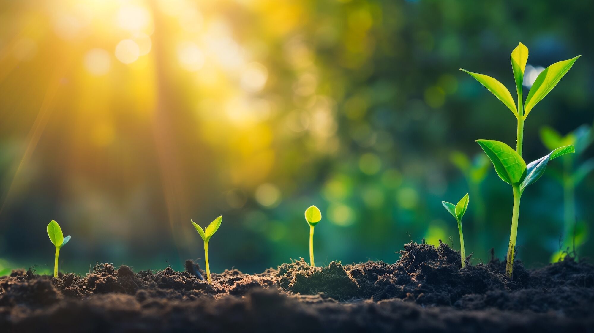 Plants growing out of dirt.